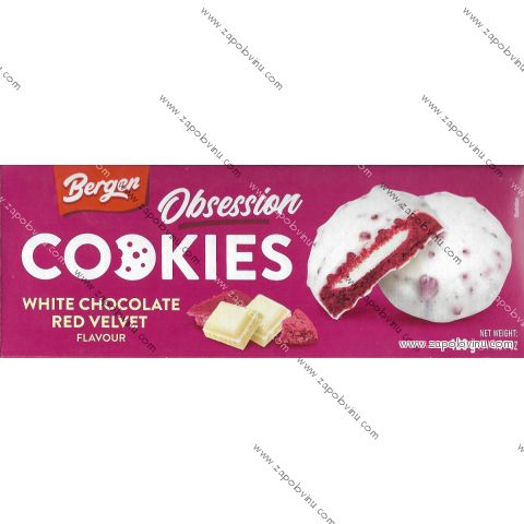 Bergen OBSESSION Cookies v bílé čokoládě Red Velvet 128g