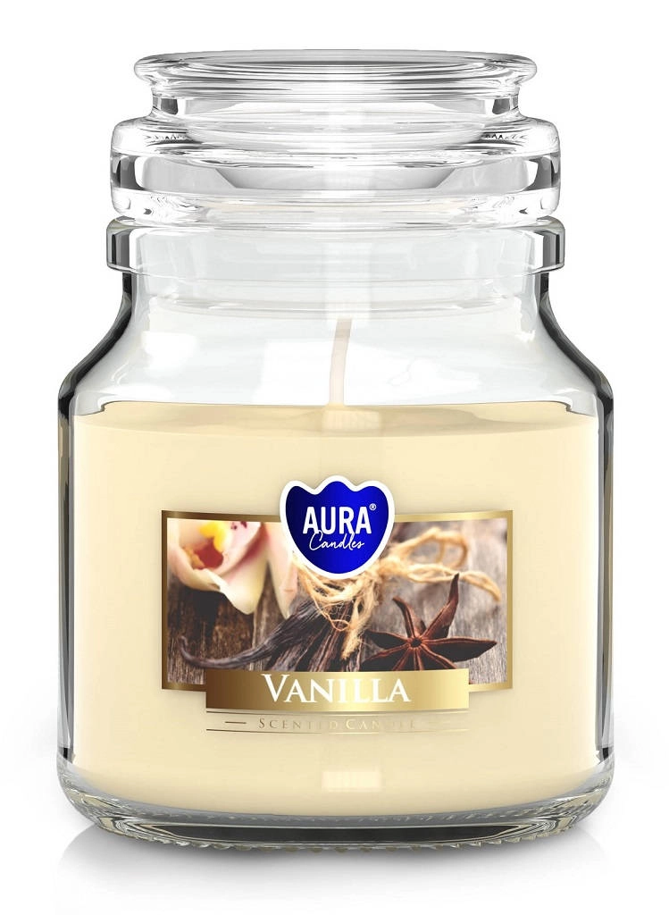 AURA Svíčka ve skle s víčkem Vanilla 120g