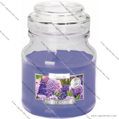 AURA Svíčka ve skle s víčkem Violet Garden 120g