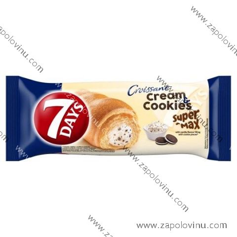 7 Days Super Max Cream + Cookies Croissant s náplní s vanilkovou příchutí a s kousky sušenek 110g