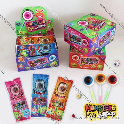 MONSTER EYE LOLLIPOPS Lízátko se svítící tyčkou OKO 10g